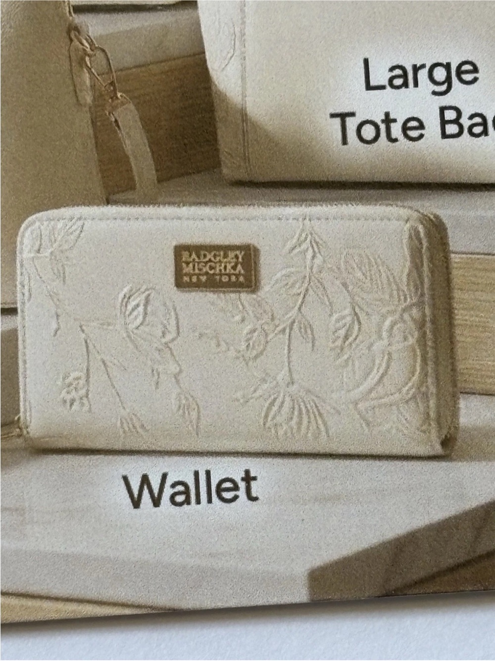 NWT Badgley Mischka Lani Ivory Floral Double Zip Wallet Wristlet